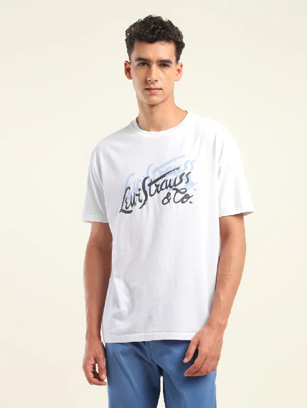 Men's active lifestyle t-shirt-Men's Brand Logo Oversized T-Shirt