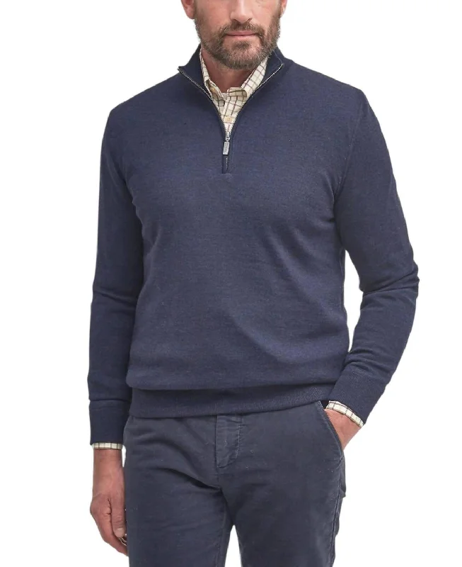 Men's spring sweatshirt-Men's ultra-breathable gym t-shirt-Gamlin Half Zip Pullover In Navy