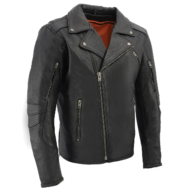 Men's fall jacket-Men's premium workout t-shirt-Milwaukee Leather MLM1515 Men's Classic Beltless Black Leather Triple Stitched Motorcycle Biker Rider Jacket