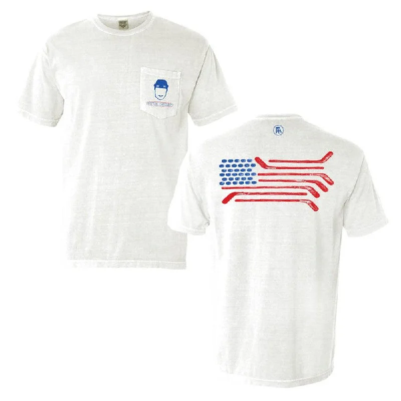 Men's sporty exercise t-shirt-Spittin Chiclets Flag Pocket Tee