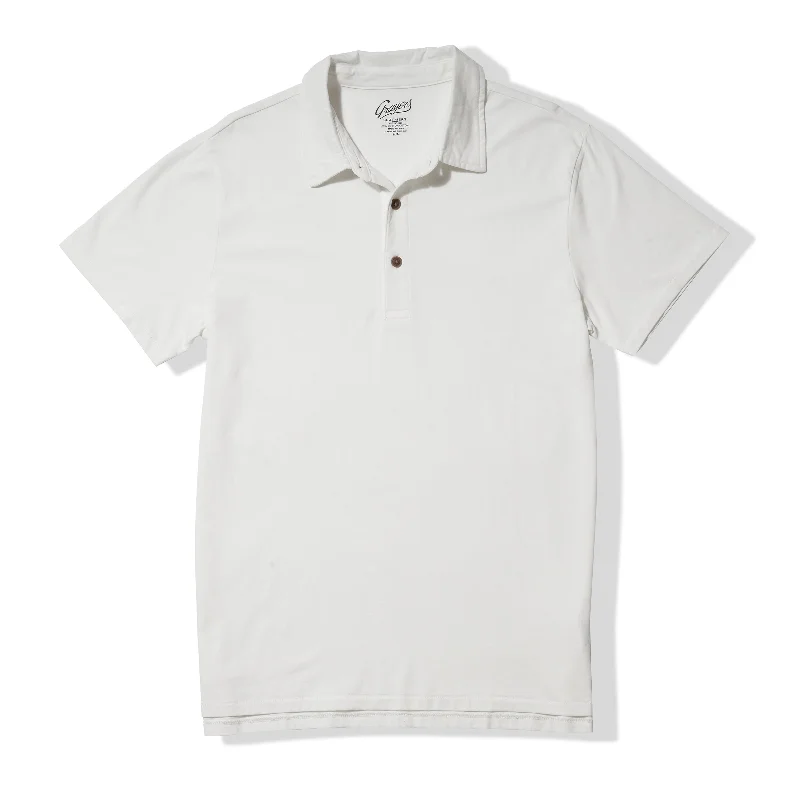 Men's performance gym polo shirt-Men's relaxed fit performance t-shirt-Pima Cotton Polo - White