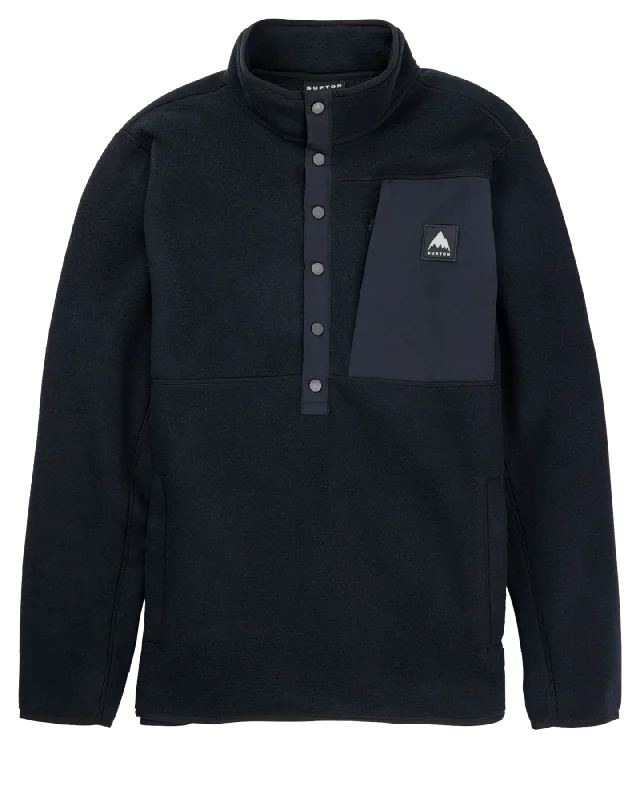 Men's training sweatshirt-Men's workout-ready athletic t-shirt-Burton Men's Cinder Fleece Pullover - True Black