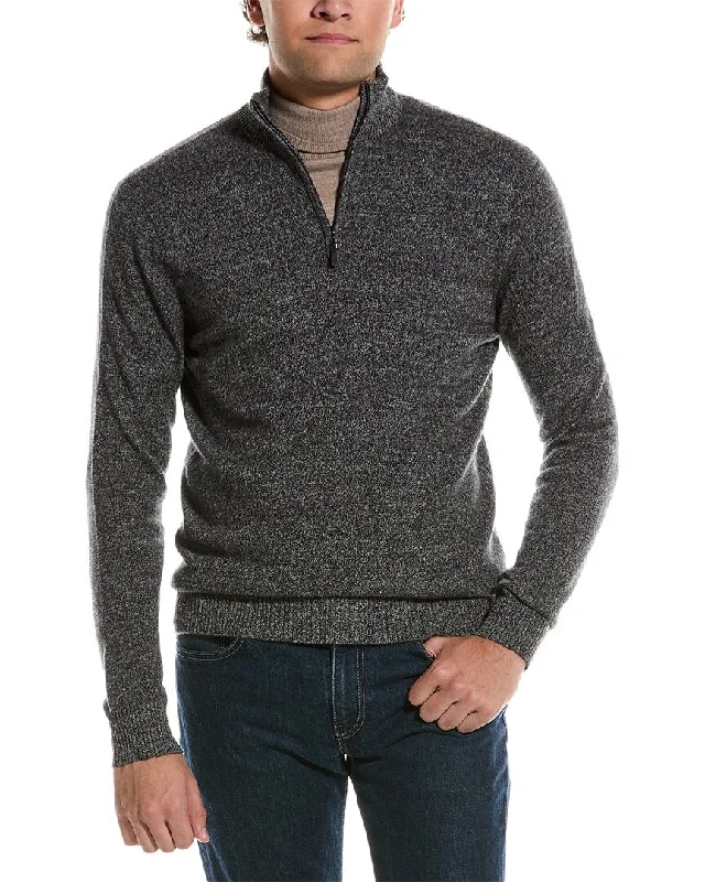 Men's soccer sweatshirt-Men's versatile fitness t-shirt-Qi Cashmere 1/4-Zip Cashmere Mock Sweater