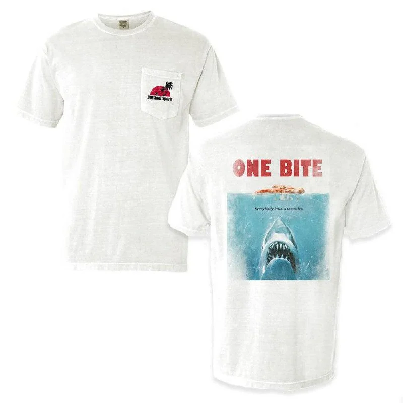 Men's sustainable athletic t-shirt-Shark One Bite Pocket Tee