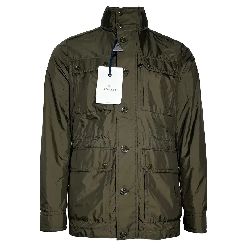 Men's denim jacket-Men's tech fabric workout wear t-shirt-Moncler Lez Field Jacket in Green Nylon