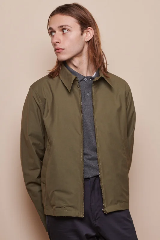 Men's adventure jacket-Men's eco-friendly gym t-shirt-Men's Collared Harrington Jacket - Olive