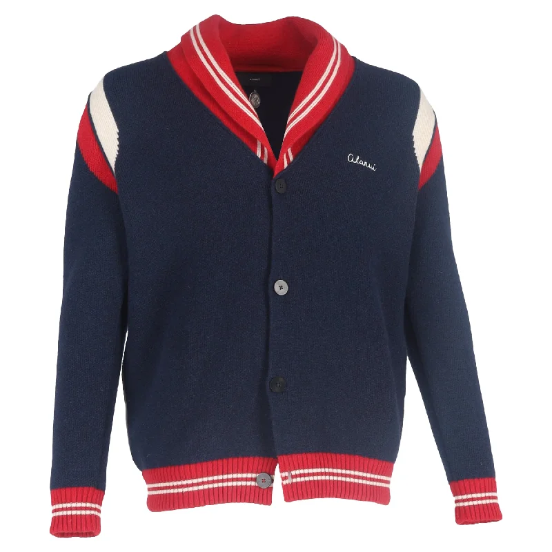 Men's summer jacket-Men's sustainable athletic t-shirt-Alanui Buttoned Cardigan in Navy Blue