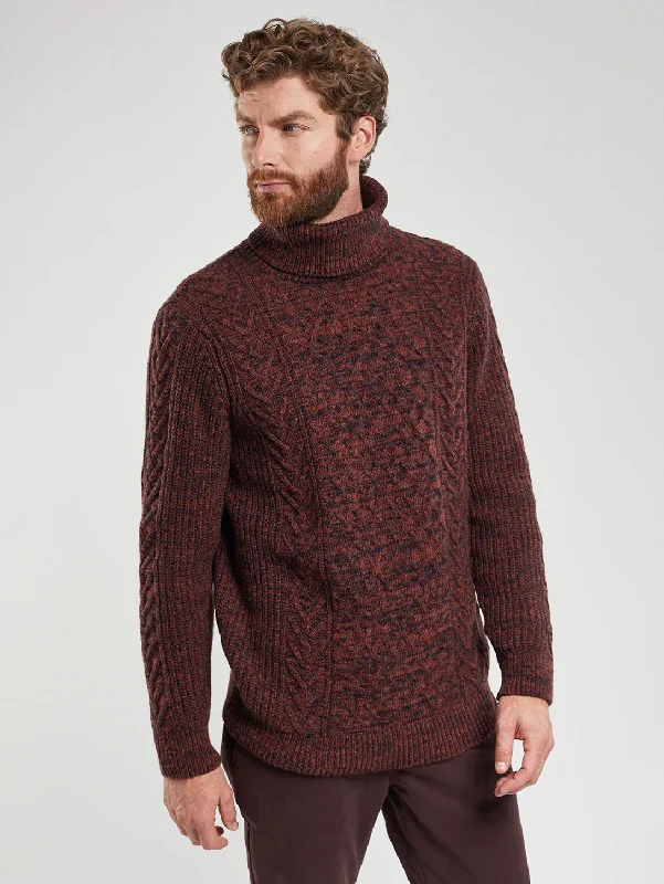 Men's uniform sweater-Men's gym performance t-shirt-Turtleneck Sweater - Deep Paprika Melange