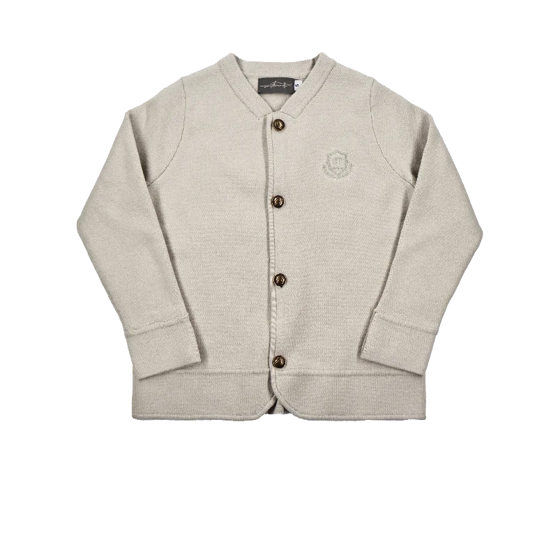 Men's reflective jacket-Men's comfortable exercise t-shirt-blazer knit with gold buttons - grey