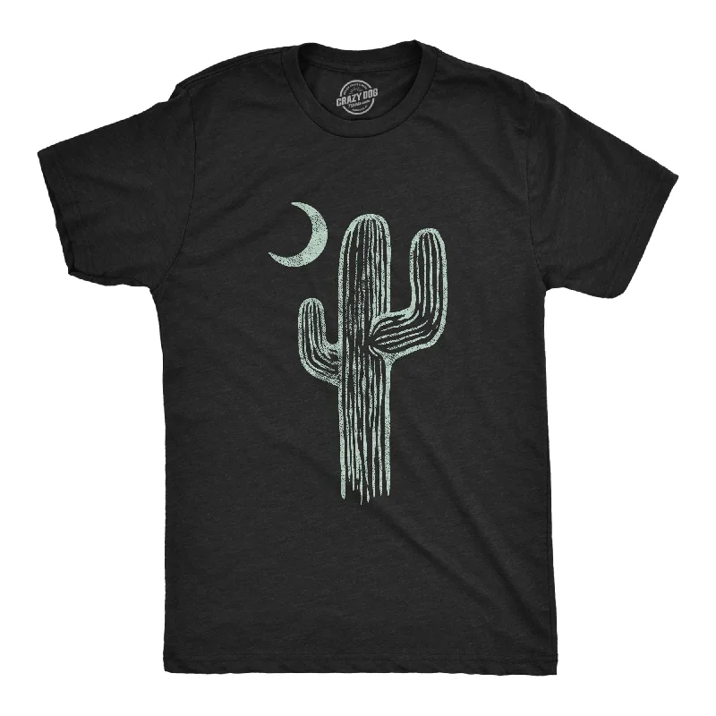 Men's comfortable exercise t-shirt-Cactus Moon Men's T Shirt