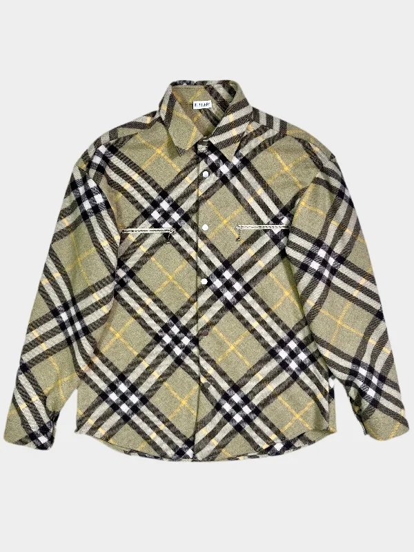 Men's shawl collar jacket-Men's organic athletic t-shirt-Wool Checked Jacket