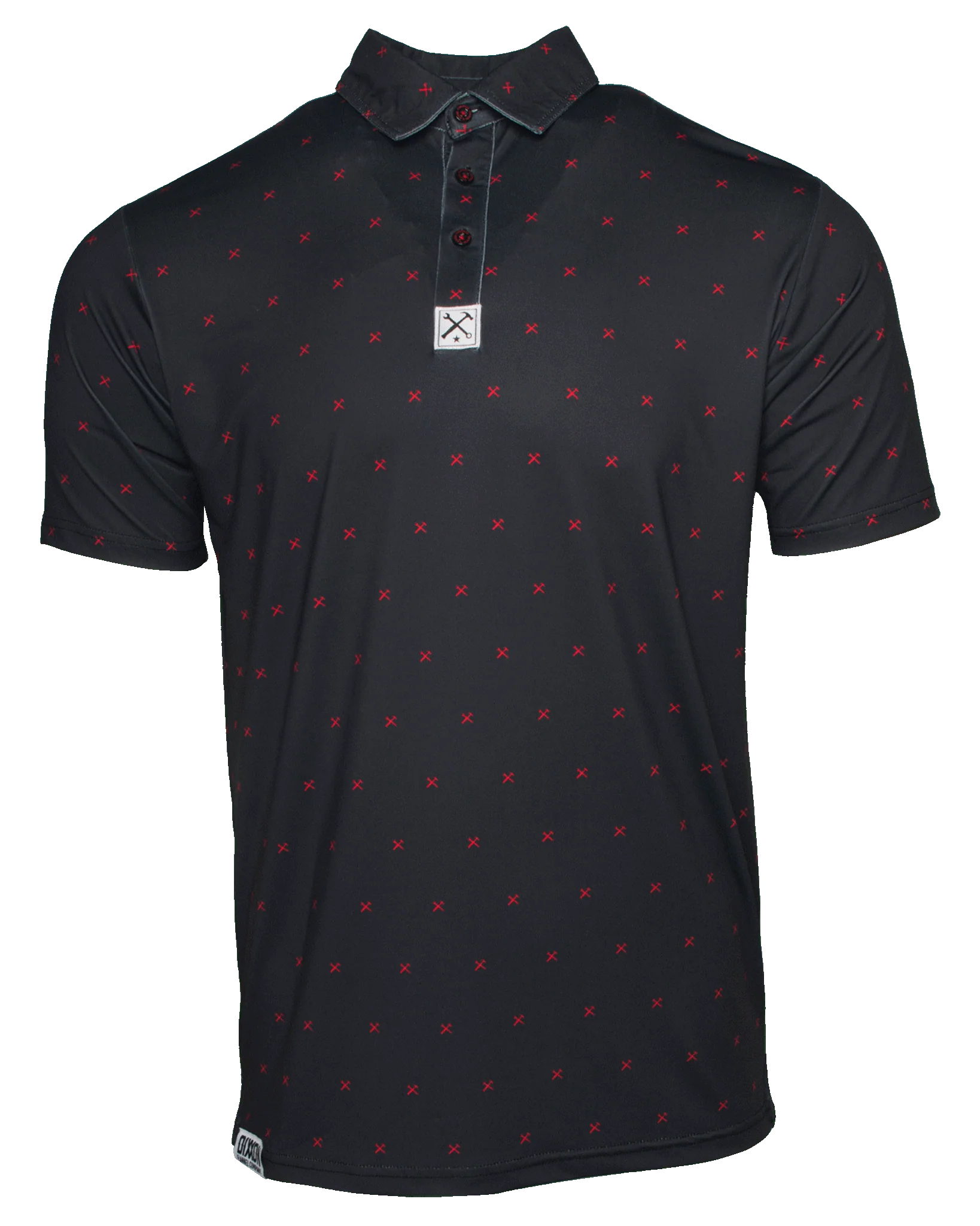 Men's wrinkle-resistant casual wear polo shirt-Men's casual athletic wear t-shirt-Party Polo - Finney Red/Black