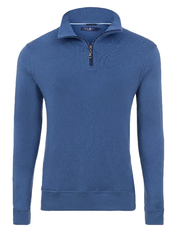 Men's party sweater-Men's lightweight athletic wear t-shirt-Navy Micro Modal Jersey Quarter Zip