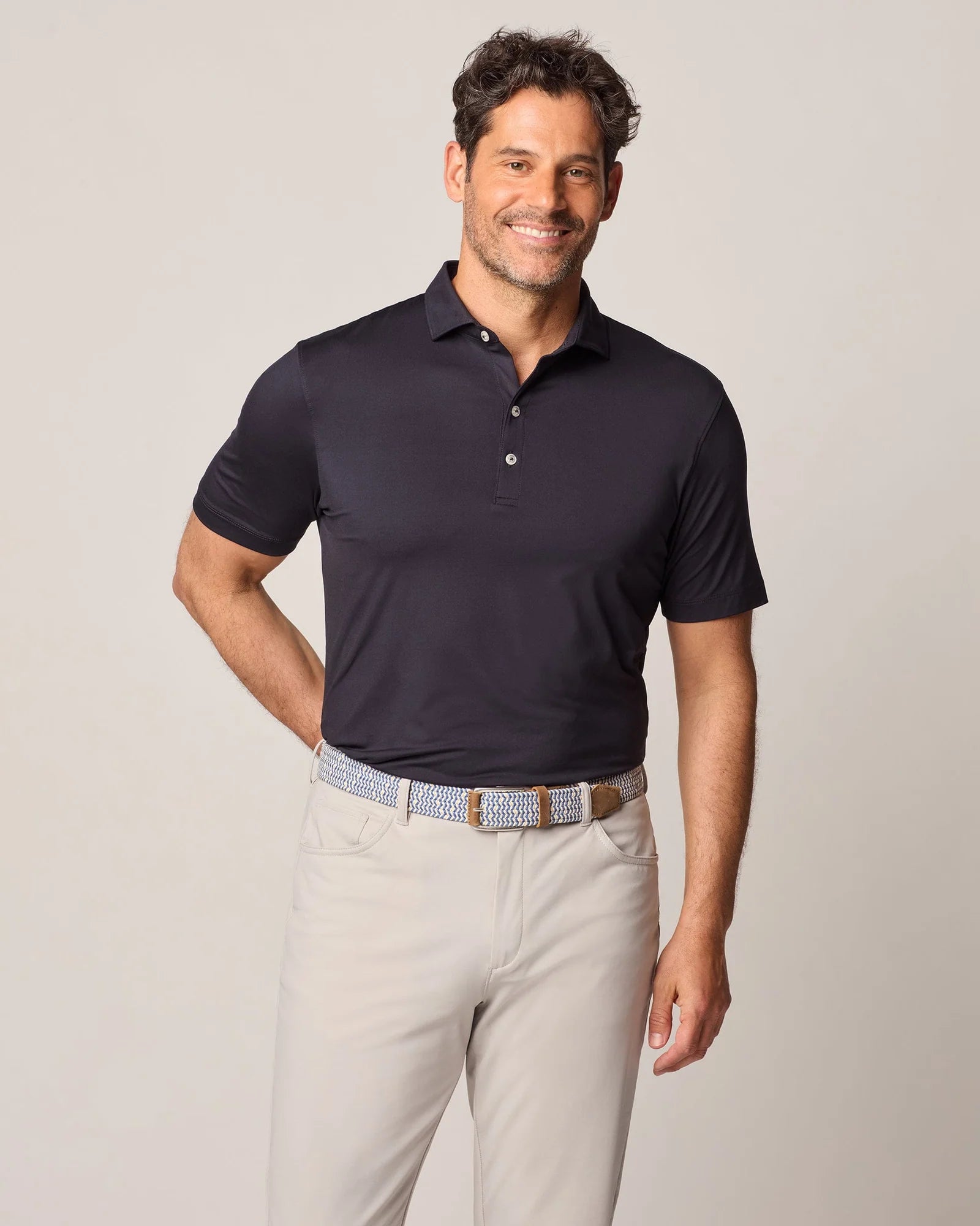 Men's wrinkle-resistant casual wear polo shirt-Men's weatherproof athletic wear t-shirt-Johnnie-O Birdie Prep-Formance Polo Shirt - Black*