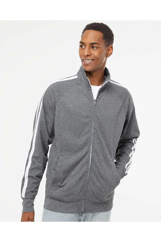 Men's weekend jacket-Men's organic athletic t-shirt-Independent Trading Co. Mens Poly Tech Full Zip Track Jacket - Heather Gunmetal Grey