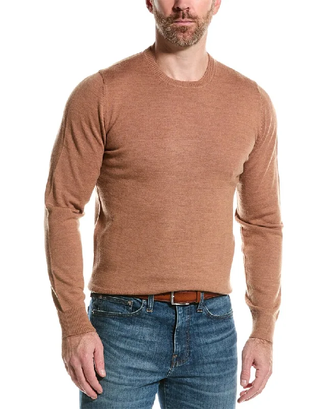 Men's cotton sweatshirt-Men's breathable performance t-shirt-Mette mens  Merino Wool Crewneck Sweater, l, Brown