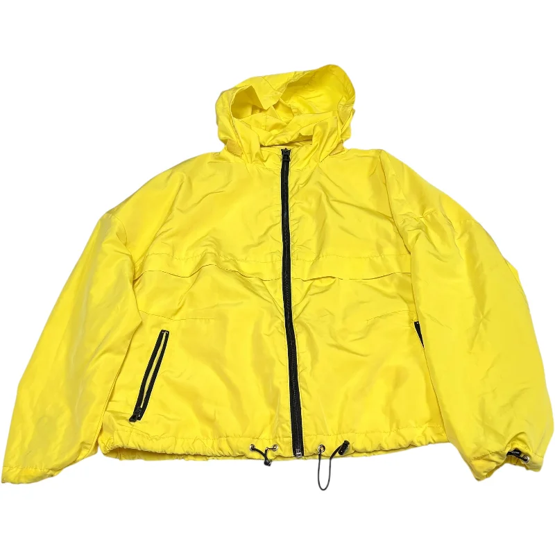 Men's tailored coat-Men's weatherproof athletic wear t-shirt-Jacket Windbreaker By Love Tree In Yellow, Size: M