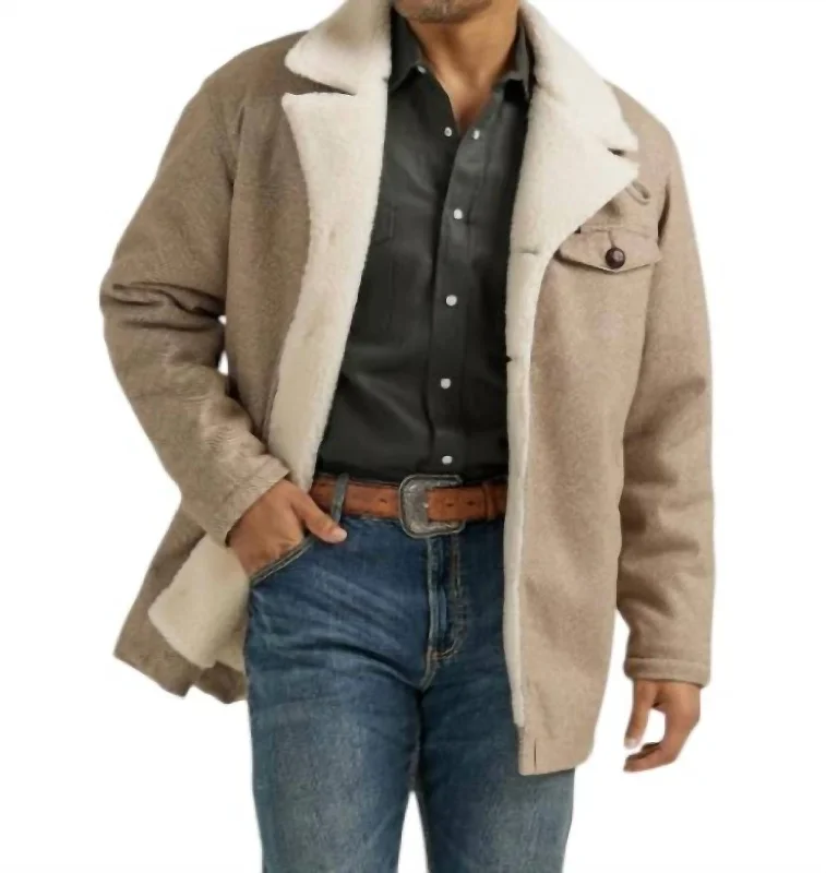 Men's trench jacket-Men's relaxed fit performance t-shirt-Tweed Sherpa Jacket In Neutral Brown