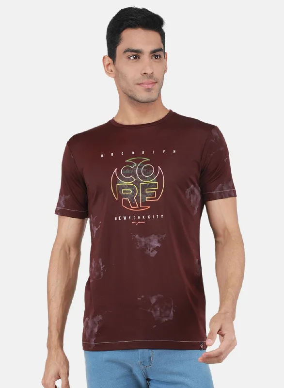 Men's durable sports t-shirt-Men Maroon Printed T-Shirt