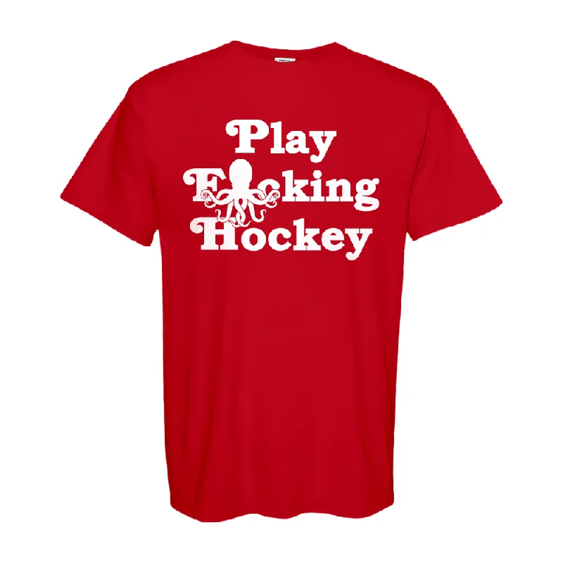 Men's high-performance workout t-shirt-Play F Hockey Tee