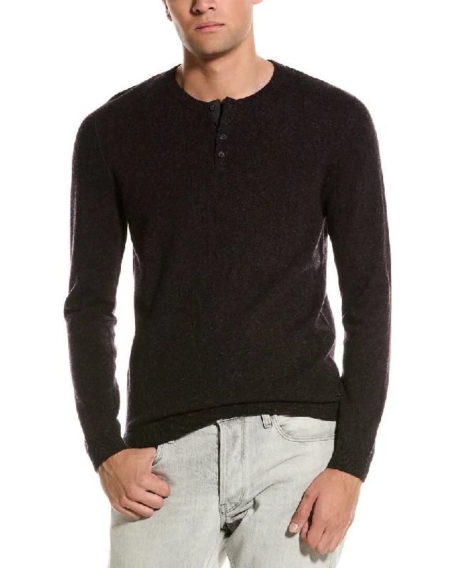 Men's high-end sweatshirt-Men's summer fitness t-shirt-Autumn Cashmere Coverstitch Cashmere Henley Sweater