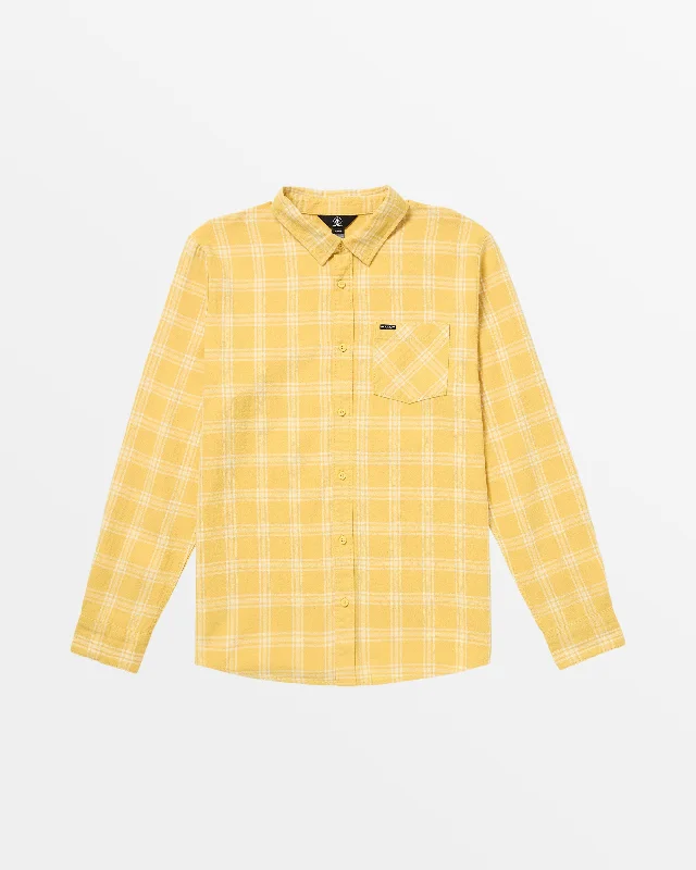 Men's fair trade shirt-Men's gym performance t-shirt-Loreto Flannel Long Sleeve Shirt - Golden Mustard